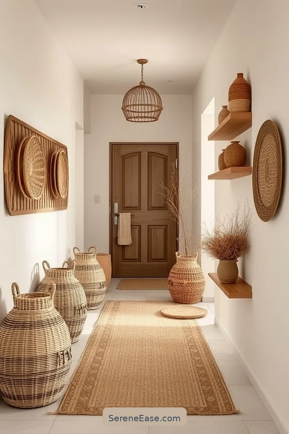 23 Ways to Achieve Monochromatic Bohemian Style in Your Hallway 5 Utilize Natural Materials for 23 Ways to Achieve Monochromatic Bohemian Style in Your Hallway