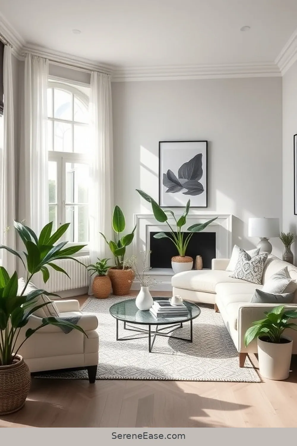 23 Ways to Achieve Monochromatic Coastal Style in Your Living Room 16 Add Indoor Plants for 23 Ways to Achieve Monochromatic Coastal Style in Your Living Room