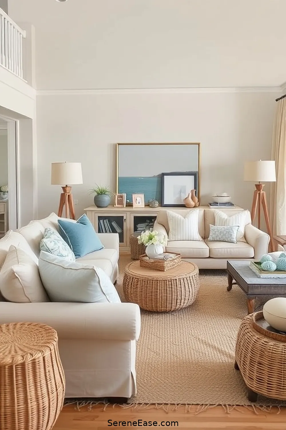 23 Ways to Achieve Monochromatic Coastal Style in Your Living Room 19 Create a Relaxing Seating Arrangement for 23 Ways to Achieve Monochromatic Coastal Style in Your Living Room