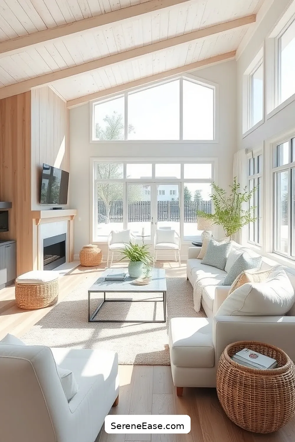 23 Ways to Achieve Monochromatic Coastal Style in Your Living Room 6 Embrace Light Wood Finishes for 23 Ways to Achieve Monochromatic Coastal Style in Your Living Room