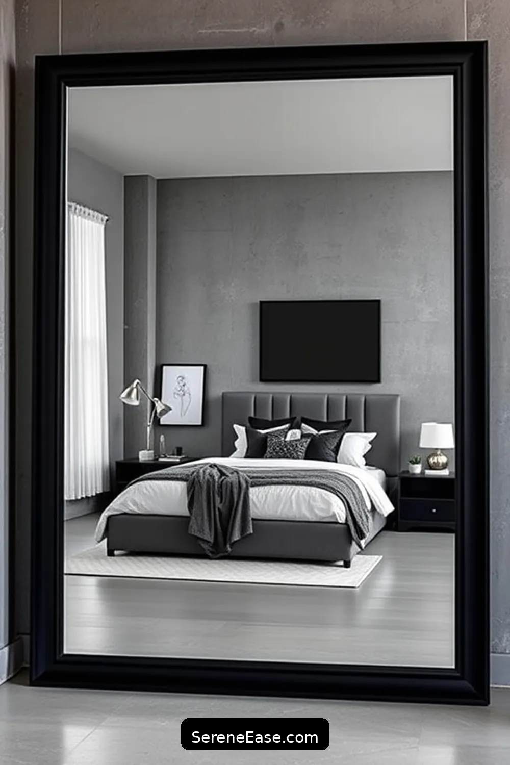 23 Ways to Achieve Monochromatic Industrial Style in Your Bedroom 21 Add a Statement Mirror for 23 Ways to Achieve Monochromatic Industrial Style in Your Bedroom