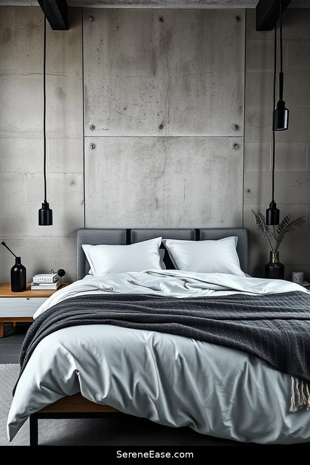 23 Ways to Achieve Monochromatic Industrial Style in Your Bedroom 17 Incorporate Industrial-Style Accessories for 23 Ways to Achieve Monochromatic Industrial Style in Your Bedroom