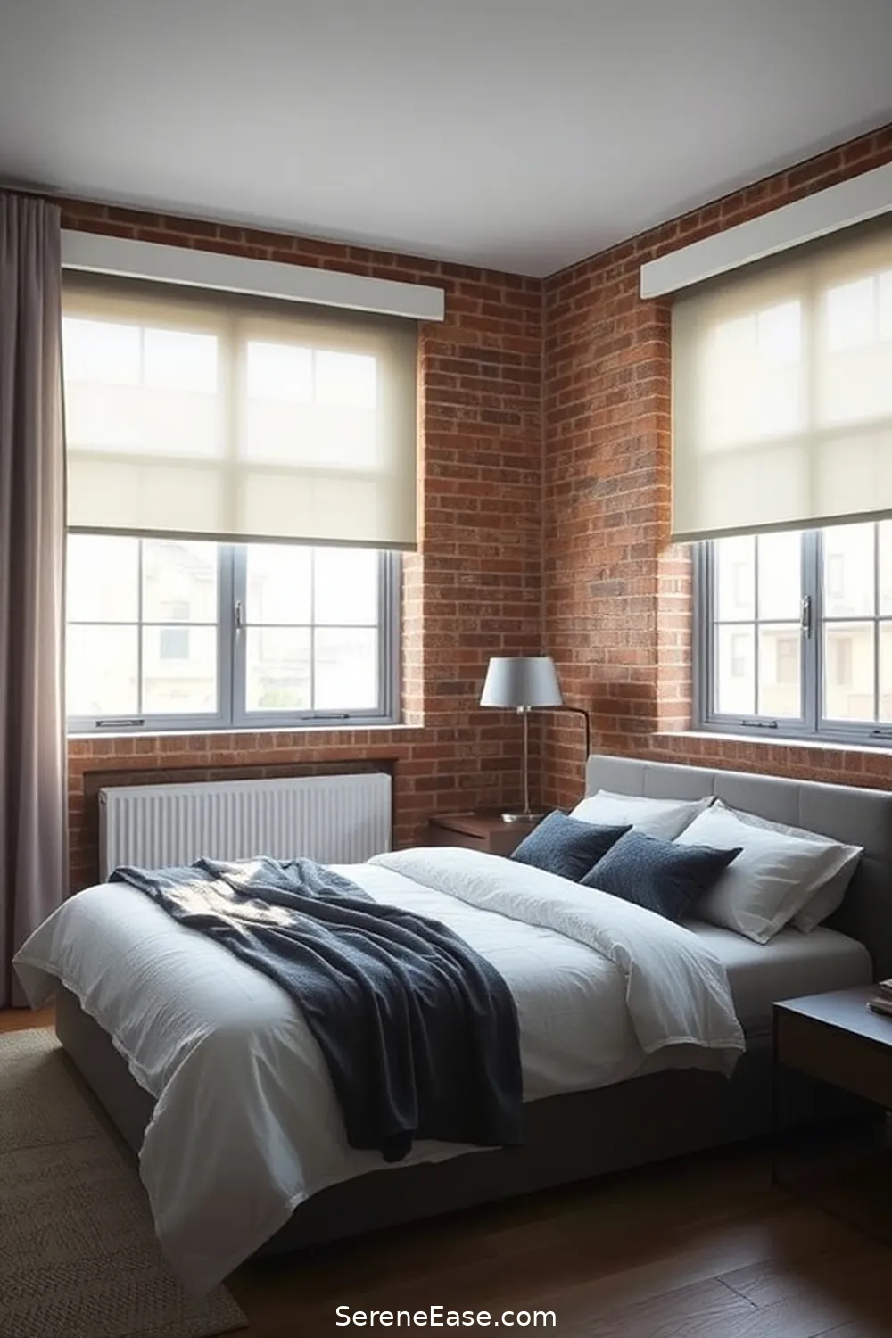 23 Ways to Achieve Monochromatic Industrial Style in Your Bedroom 18 Use Simple Window Treatments for 23 Ways to Achieve Monochromatic Industrial Style in Your Bedroom