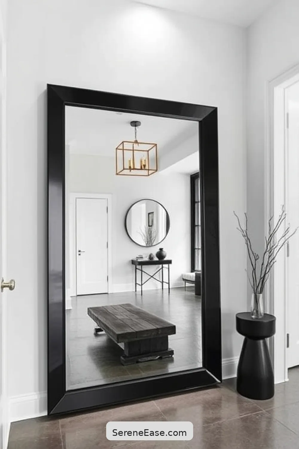 23 Ways to Achieve Monochromatic Industrial Style in Your Entryway 7 Add a Statement Mirror for 23 Ways to Achieve Monochromatic Industrial Style in Your Entryway