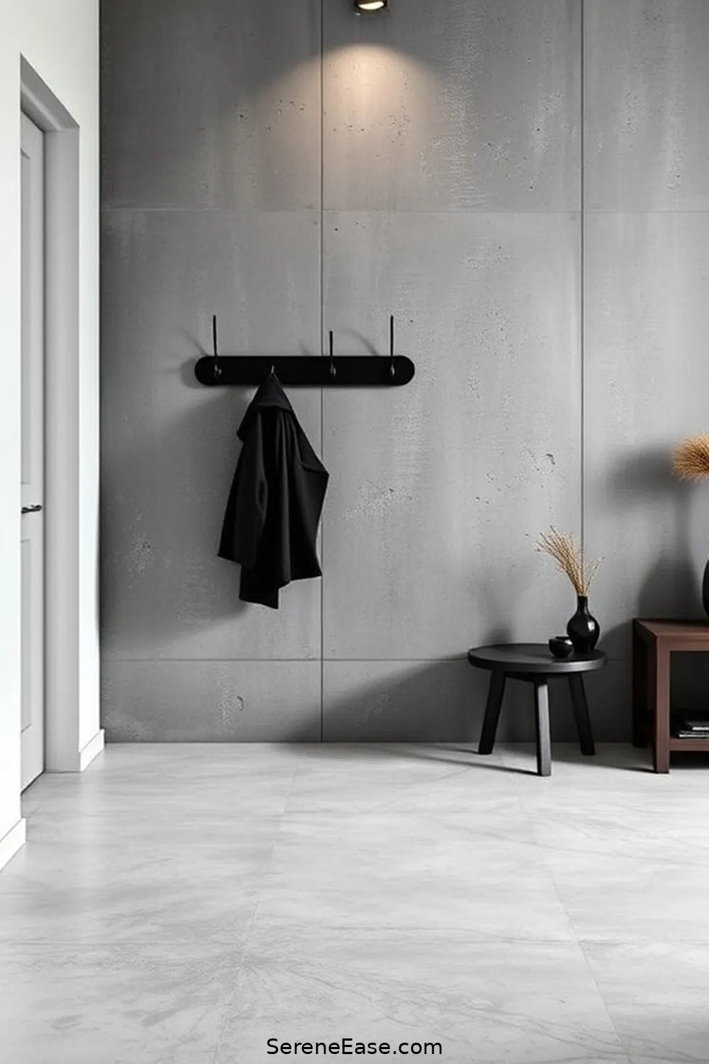 23 Ways to Achieve Monochromatic Industrial Style in Your Entryway 16 Install a Simple Coat Rack for 23 Ways to Achieve Monochromatic Industrial Style in Your Entryway