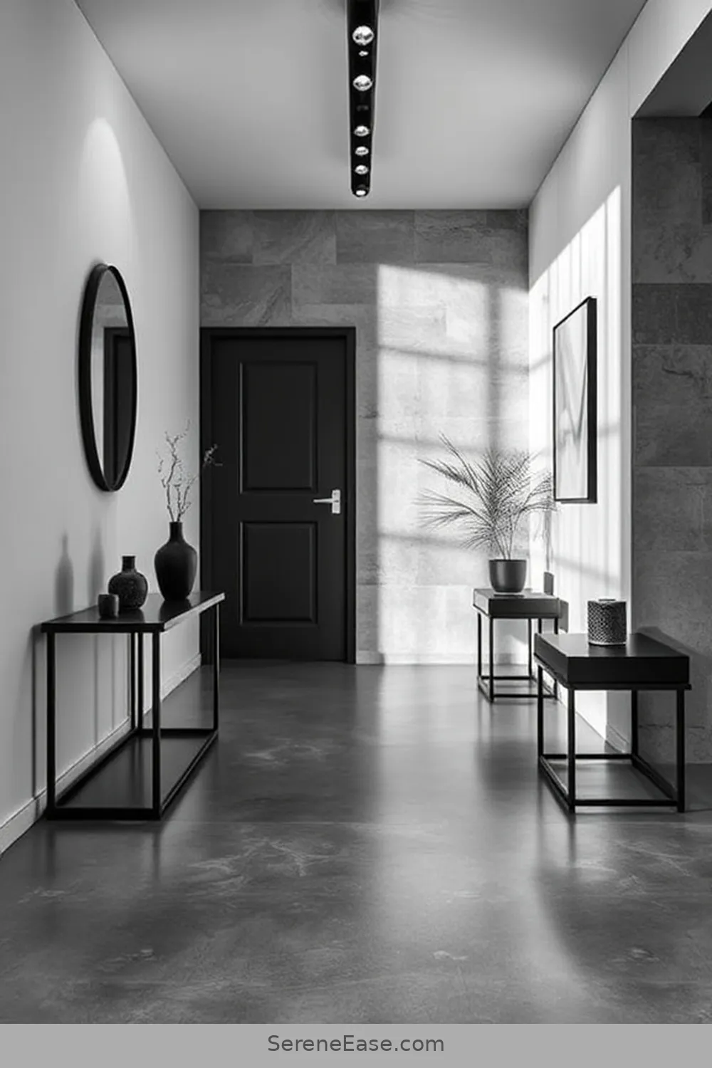 23 Ways to Achieve Monochromatic Industrial Style in Your Entryway 5 Opt for Concrete Flooring for 23 Ways to Achieve Monochromatic Industrial Style in Your Entryway