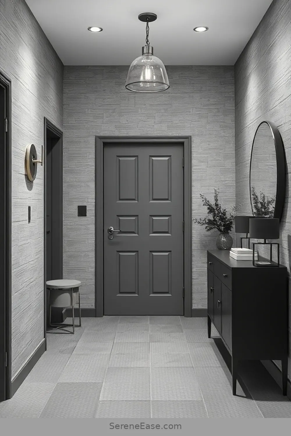23 Ways to Achieve Monochromatic Industrial Style in Your Entryway 21 Use Subtle Patterns for 23 Ways to Achieve Monochromatic Industrial Style in Your Entryway