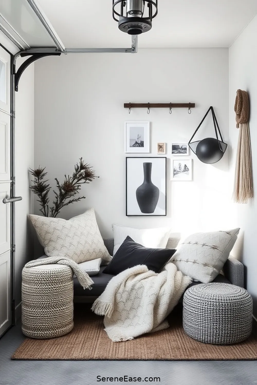 23 Ways to Achieve Monochromatic Scandinavian Style in Your Garage 16 Create a Cozy Nook for 23 Ways to Achieve Monochromatic Scandinavian Style in Your Garage