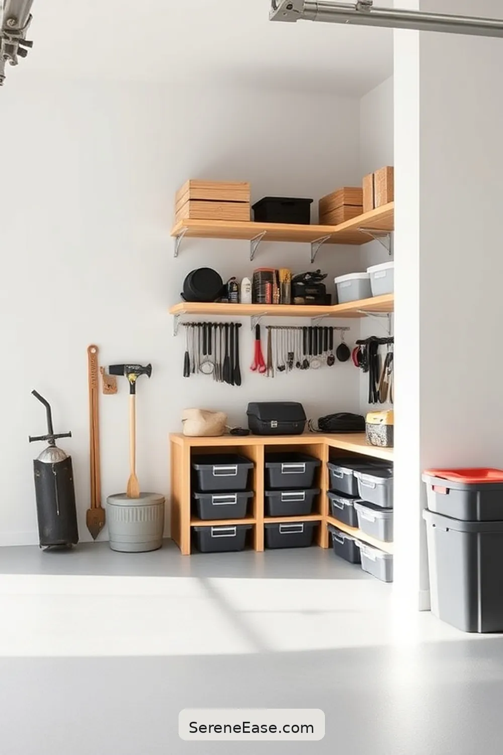 23 Ways to Achieve Monochromatic Scandinavian Style in Your Garage 5 Utilize Open Shelving for 23 Ways to Achieve Monochromatic Scandinavian Style in Your Garage