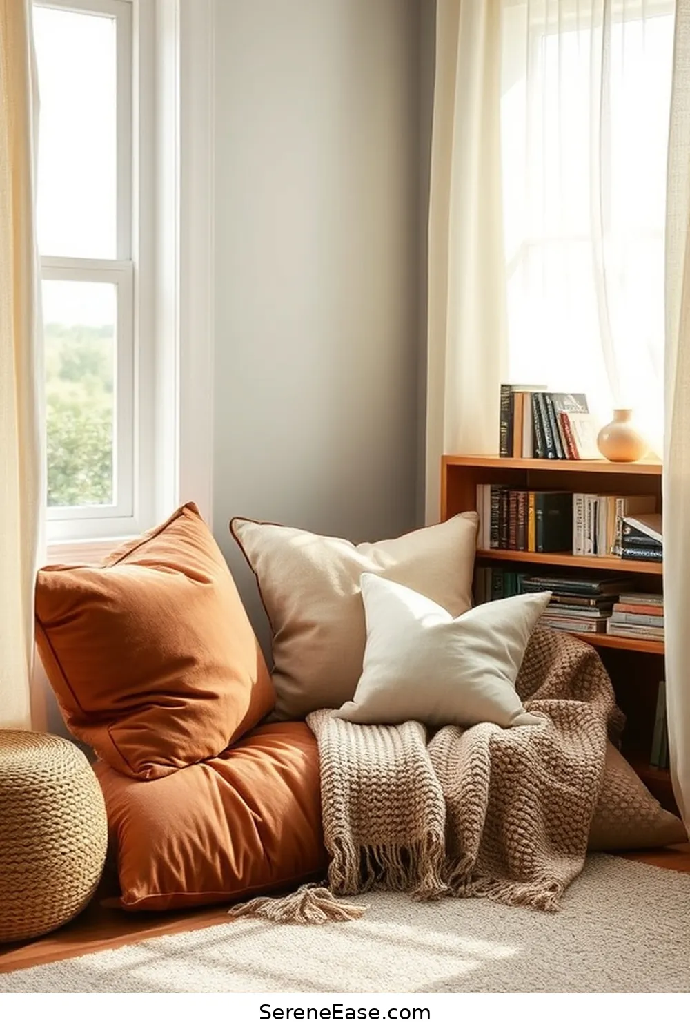 Create a Cozy Reading Nook for 23 Ways to Achieve Neutral Tones in Bohemian Style Bedroom