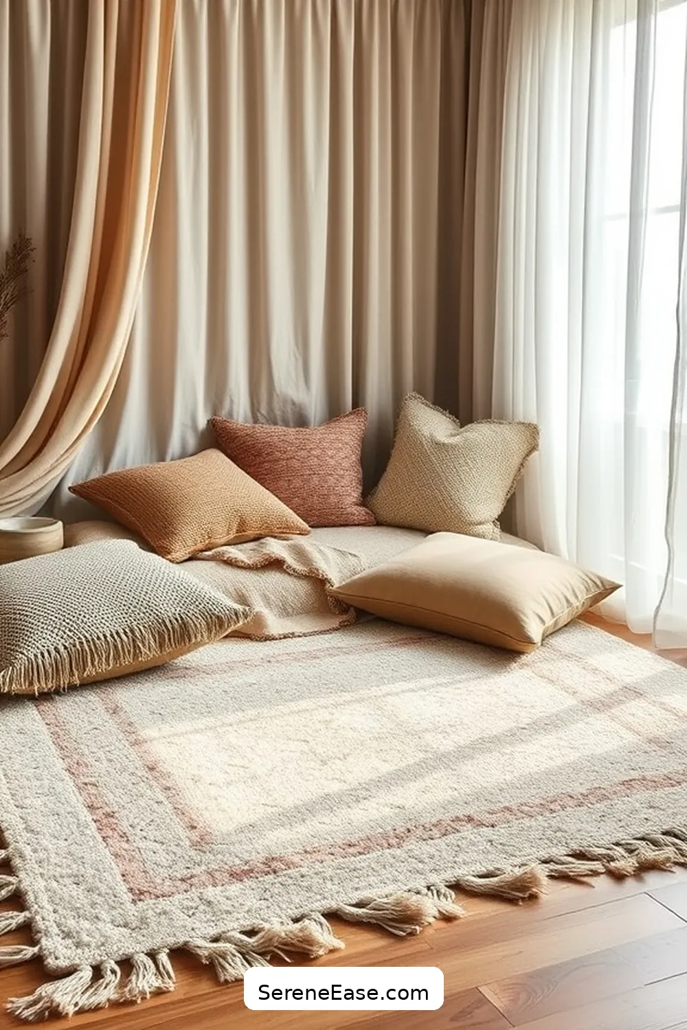 Layer With Soft Rugs for 23 Ways to Achieve Neutral Tones in Bohemian Style Bedroom
