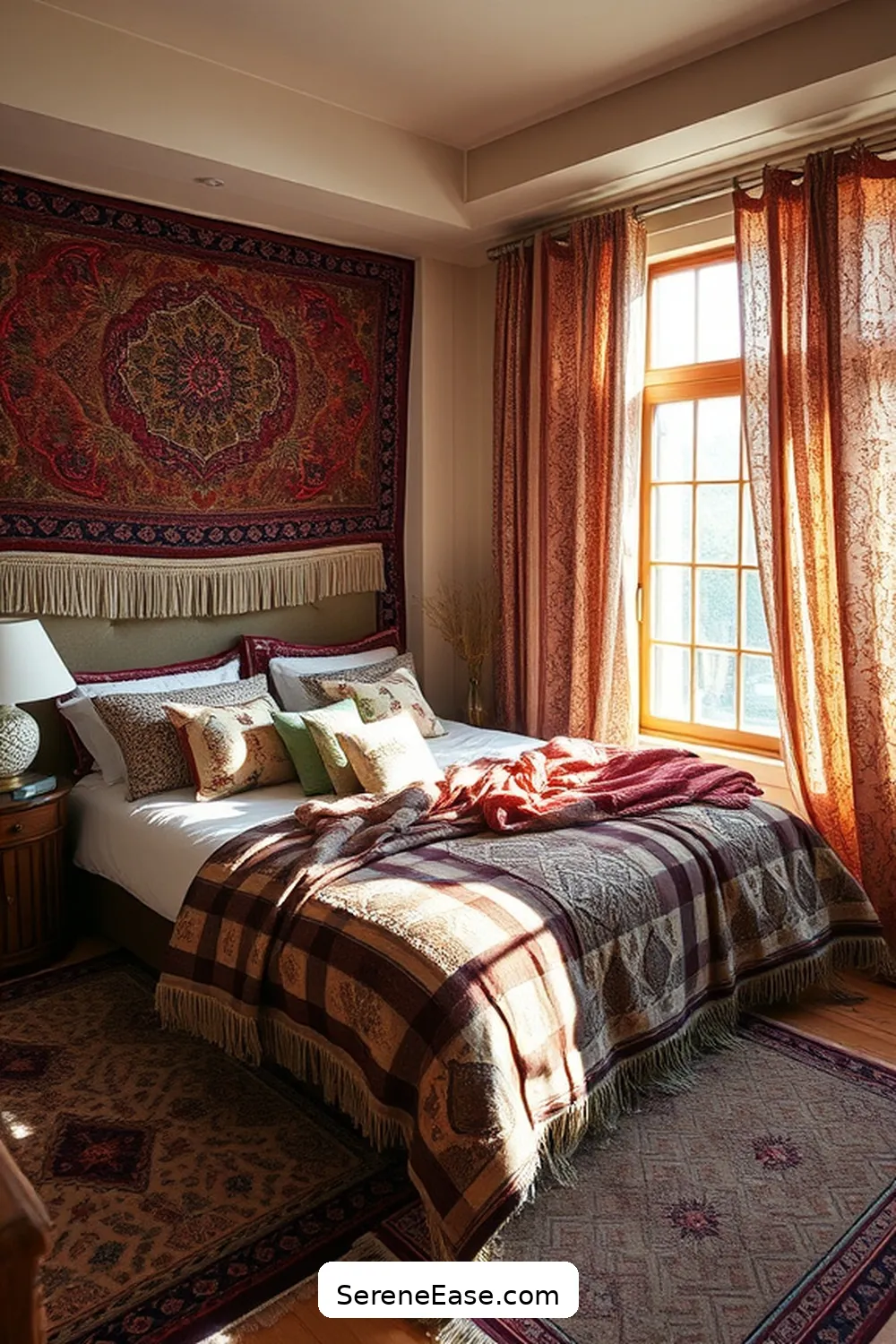 Mix Patterns and Prints for 23 Ways to Achieve Neutral Tones in Bohemian Style Bedroom