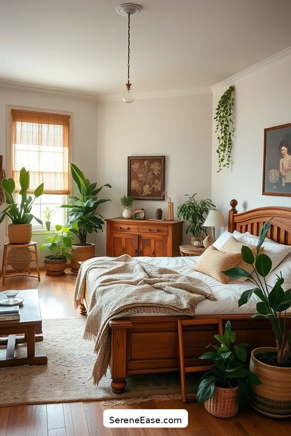 Opt for Vintage Furniture Pieces for 23 Ways to Achieve Neutral Tones in Bohemian Style Bedroom