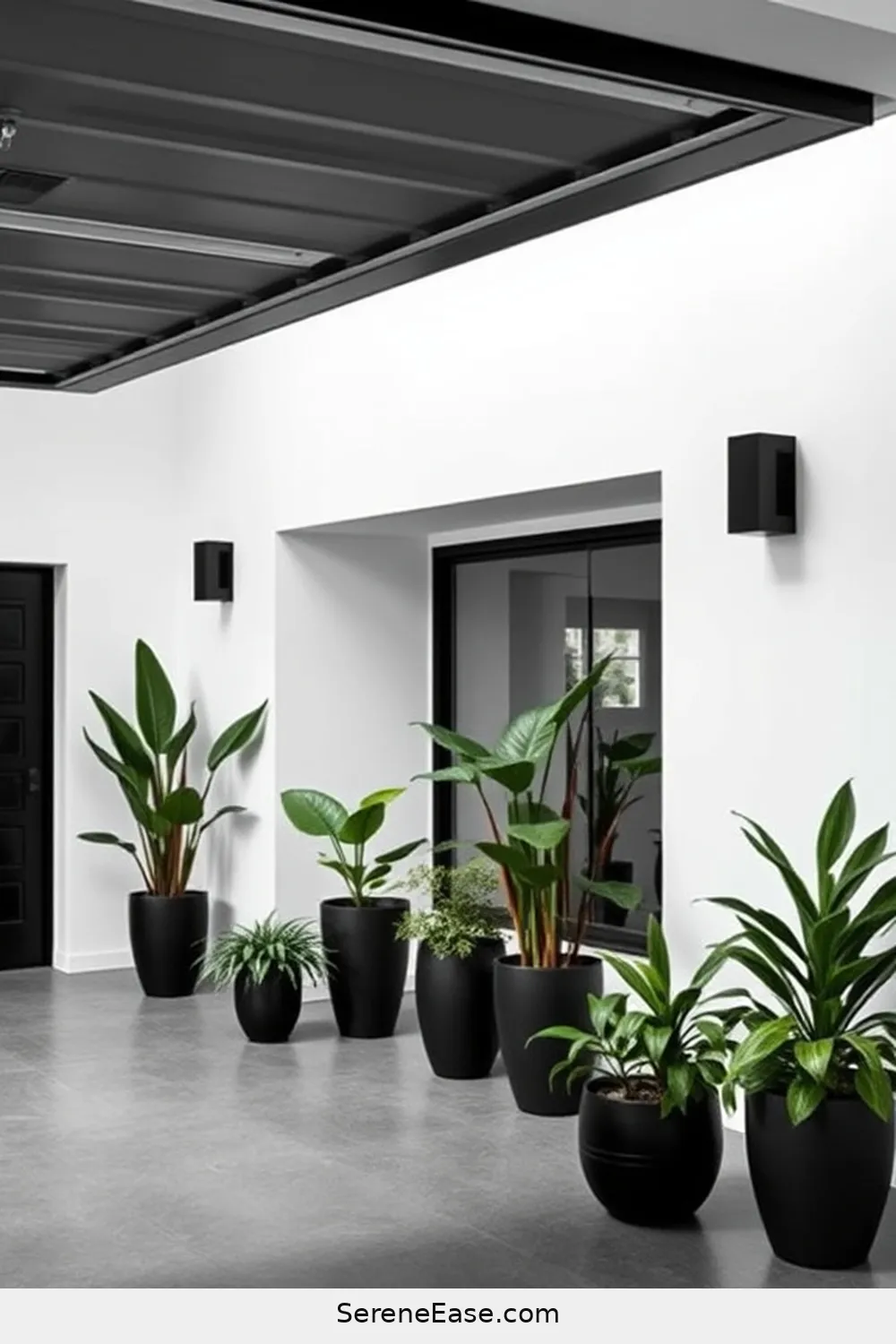 23 Ways to Achieve Scandinavian Style in a Black and White Garage 11 Add Greenery With Potted Plants for 23 Ways to Achieve Scandinavian Style in a Black and White Garage