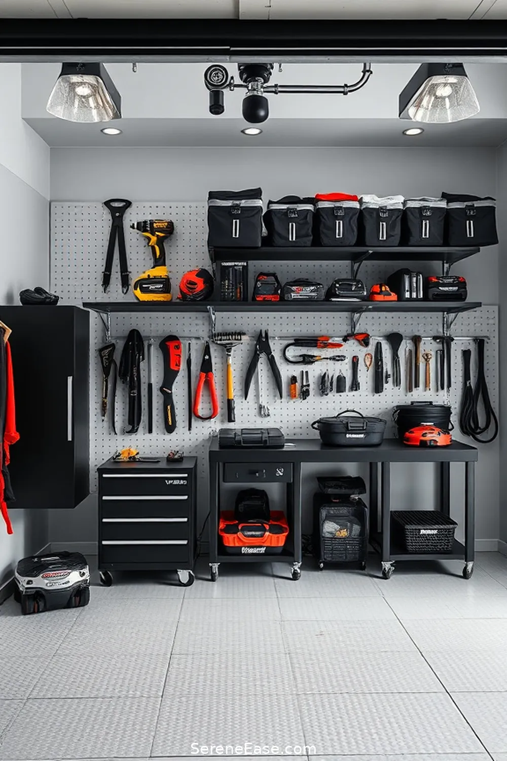 23 Ways to Achieve Scandinavian Style in a Black and White Garage 9 Create an Organized Tool Zone for 23 Ways to Achieve Scandinavian Style in a Black and White Garage