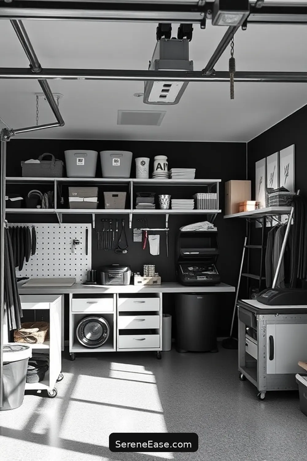 23 Ways to Achieve Scandinavian Style in a Black and White Garage 14 Designate a Crafting Area for 23 Ways to Achieve Scandinavian Style in a Black and White Garage