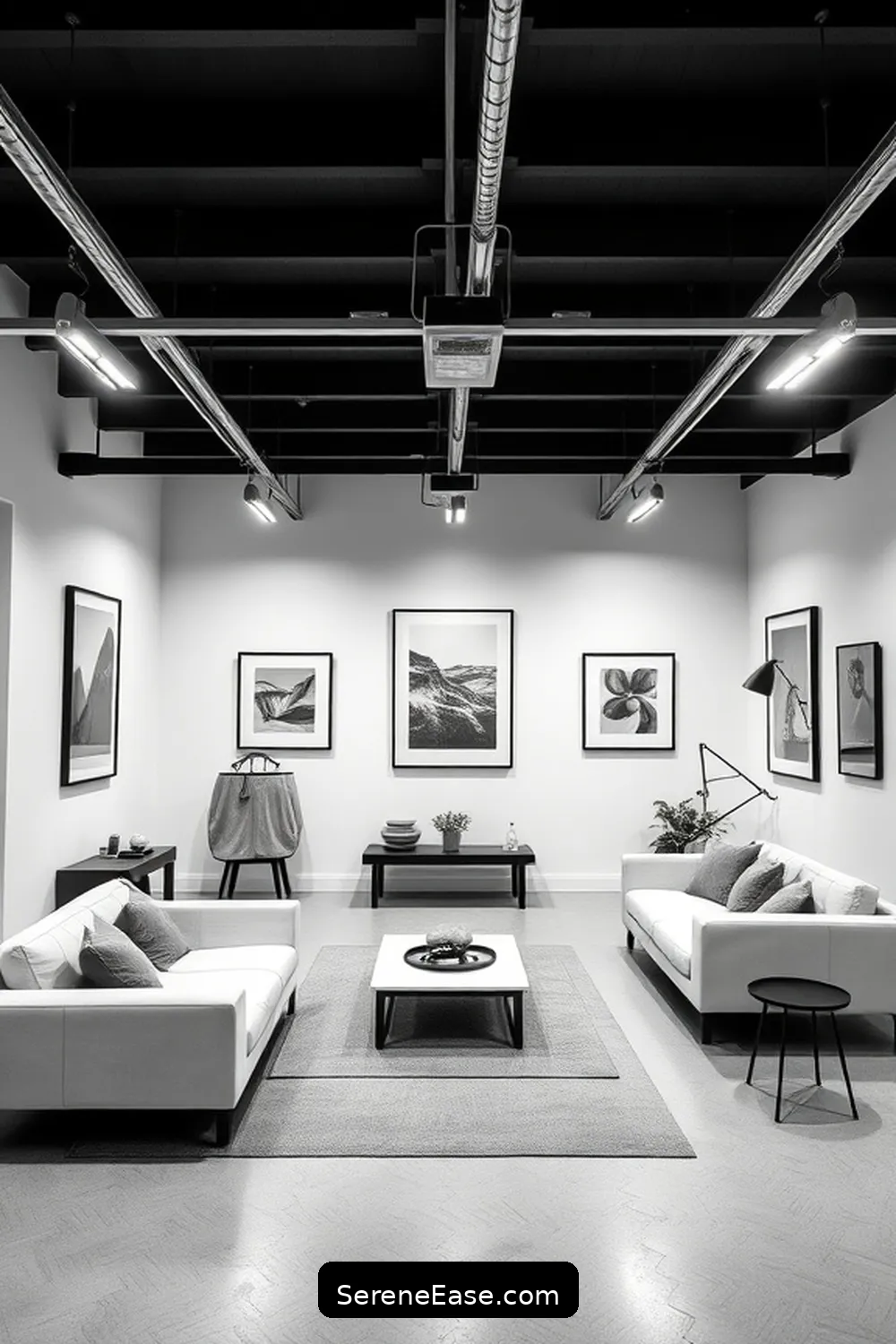 23 Ways to Achieve Scandinavian Style in a Black and White Garage 13 Highlight Artwork With Simple Frames for 23 Ways to Achieve Scandinavian Style in a Black and White Garage