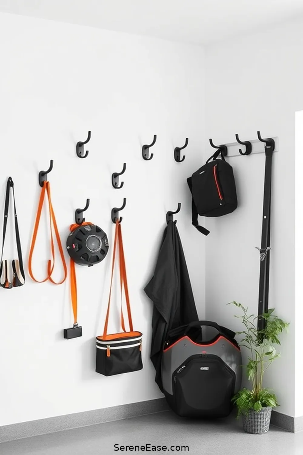 23 Ways to Achieve Scandinavian Style in a Black and White Garage 6 Install Functional Wall Hooks for 23 Ways to Achieve Scandinavian Style in a Black and White Garage