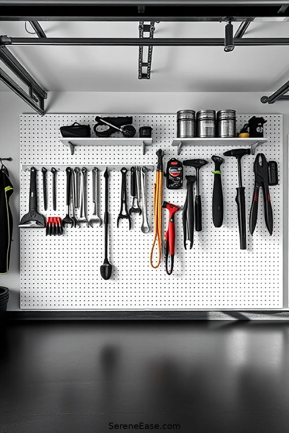 23 Ways to Achieve Scandinavian Style in a Black and White Garage 16 Install a Pegboard for Easy Access for 23 Ways to Achieve Scandinavian Style in a Black and White Garage
