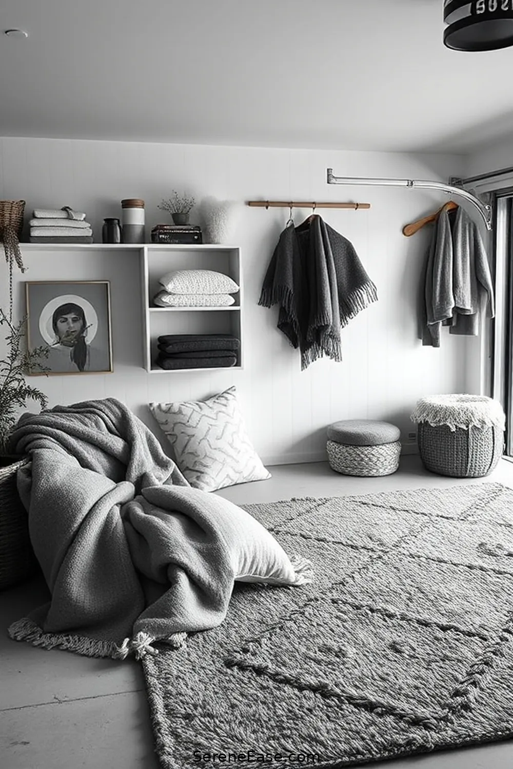 23 Ways to Achieve Scandinavian Style in a Black and White Garage 8 Introduce Soft Textiles for Comfort for 23 Ways to Achieve Scandinavian Style in a Black and White Garage