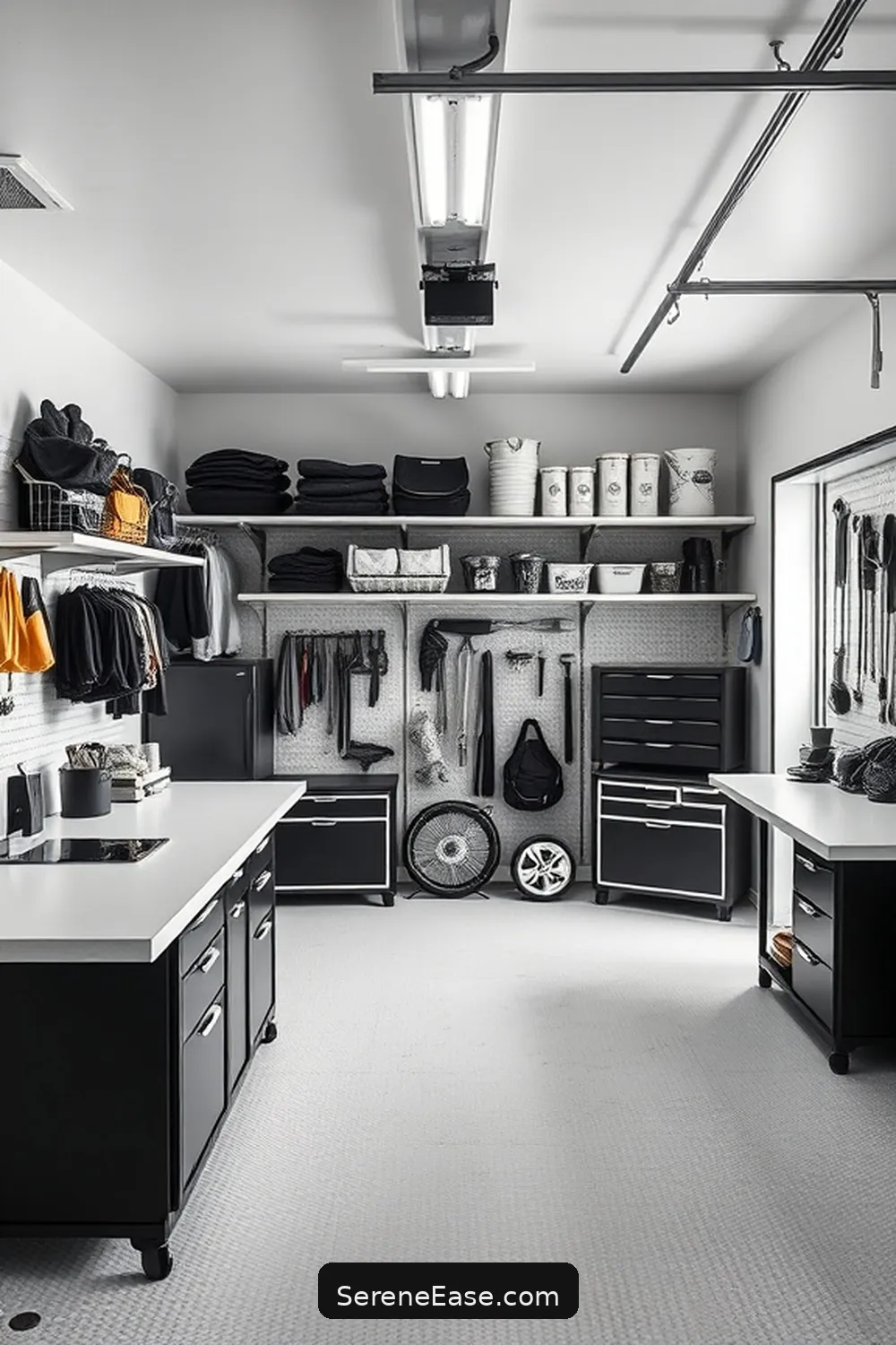 23 Ways to Achieve Scandinavian Style in a Black and White Garage 20 Keep Surfaces Clutter-Free for 23 Ways to Achieve Scandinavian Style in a Black and White Garage