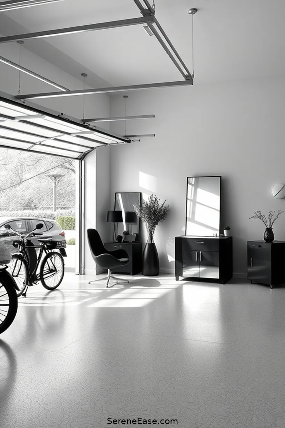 23 Ways to Achieve Scandinavian Style in a Black and White Garage 19 Use Mirrors to Enhance Light for 23 Ways to Achieve Scandinavian Style in a Black and White Garage