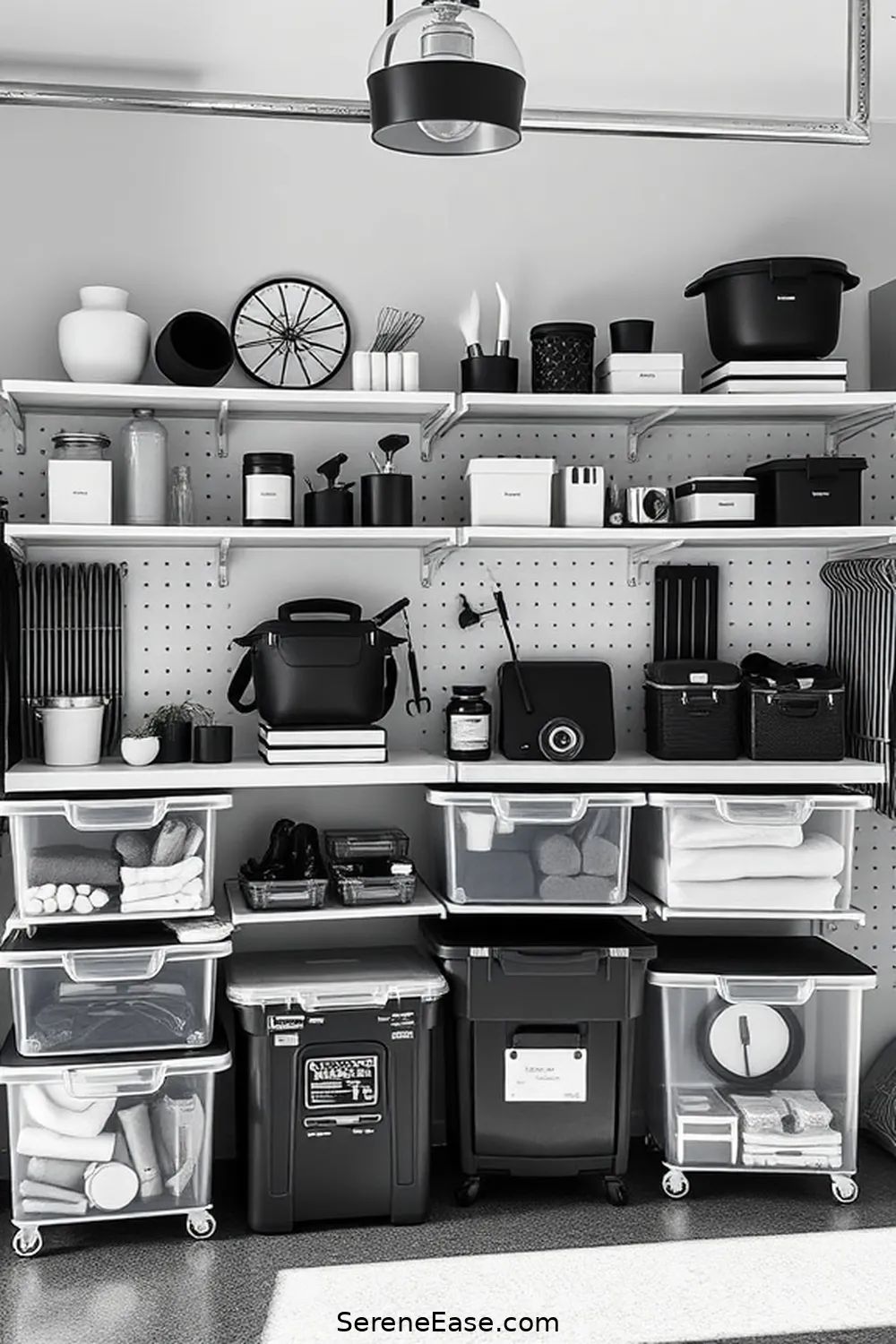 23 Ways to Achieve Scandinavian Style in a Black and White Garage 10 Utilize Transparent Storage Bins for 23 Ways to Achieve Scandinavian Style in a Black and White Garage