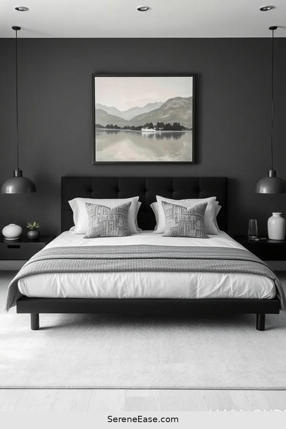 23 Ways to Achieve a Monochromatic Bedroom in Minimalist Style 9 Create a Focal Point for 23 Ways to Achieve a Monochromatic Bedroom in Minimalist Style