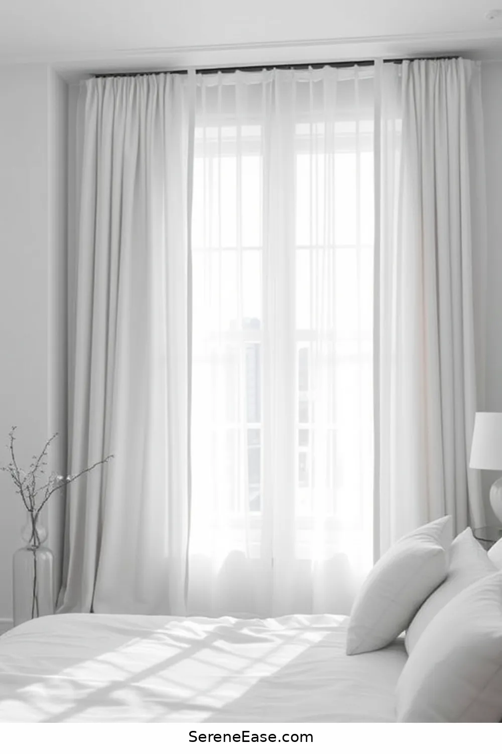 23 Ways to Achieve a Monochromatic Bedroom in Minimalist Style 18 Integrate Minimal Window Treatments for 23 Ways to Achieve a Monochromatic Bedroom in Minimalist Style