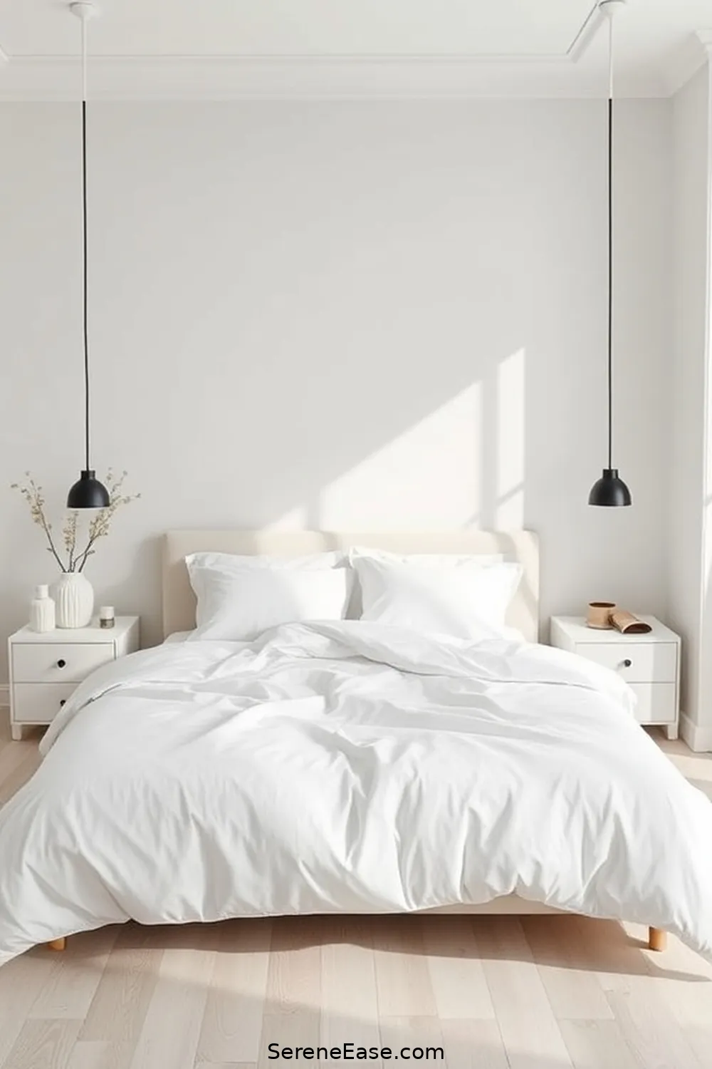 23 Ways to Achieve a Monochromatic Bedroom in Minimalist Style 15 Keep Wall Treatments Simple for 23 Ways to Achieve a Monochromatic Bedroom in Minimalist Style