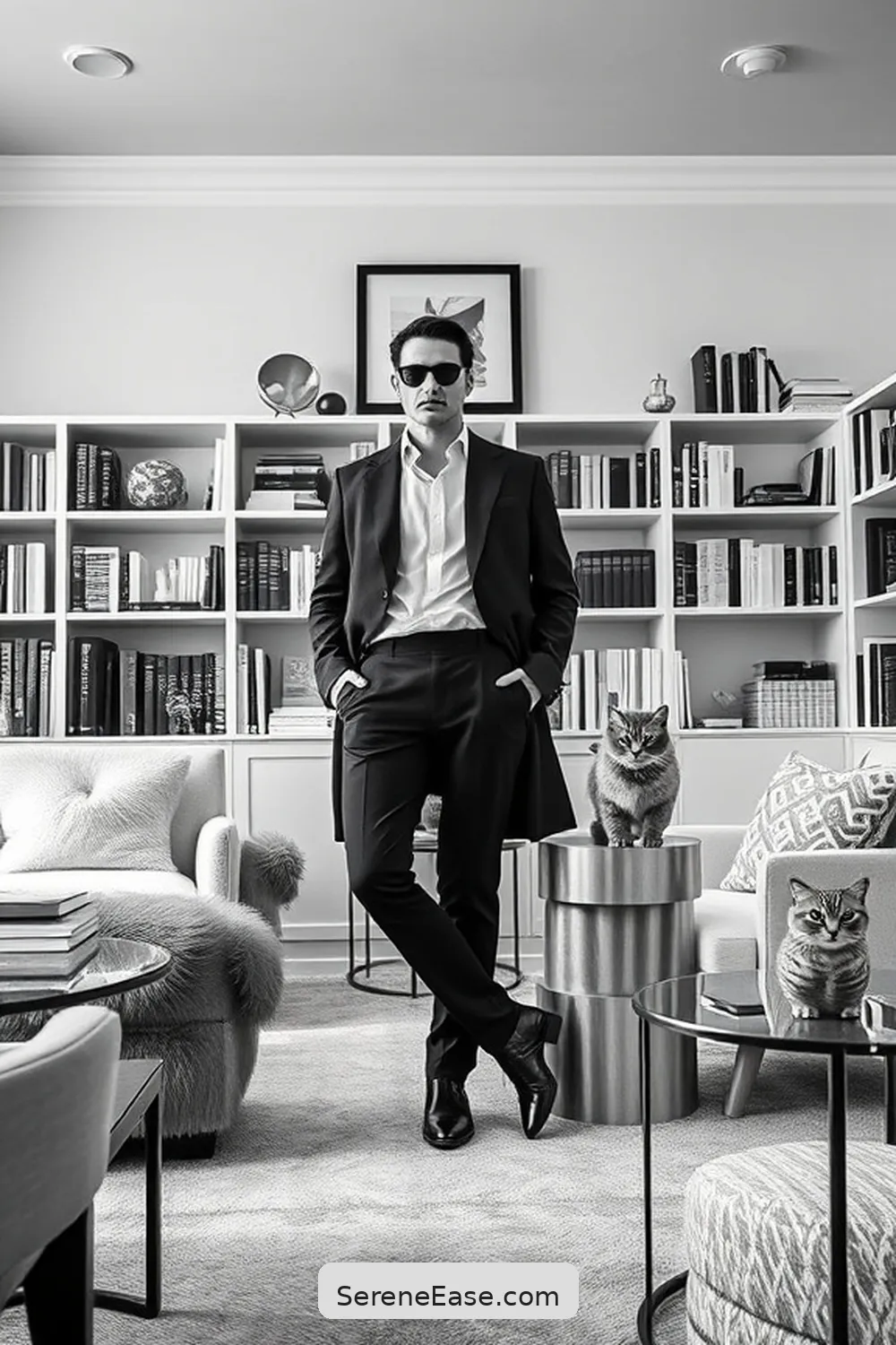 23 Ways to Create a Black and White Mid-Century Modern Style Library 2 Choose a Neutral Color Palette for 23 Ways to Create a Black and White Mid-Century Modern Style Library