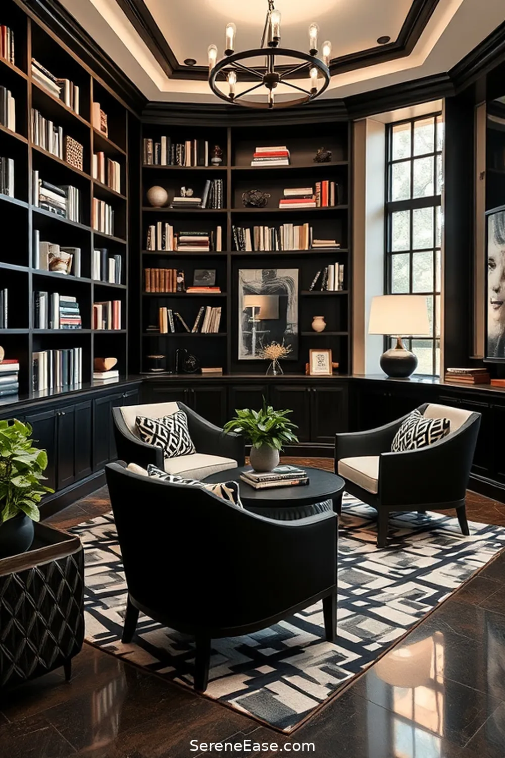 23 Ways to Create a Black and White Mid-Century Modern Style Library 6 Select Stylish Accent Chairs for 23 Ways to Create a Black and White Mid-Century Modern Style Library