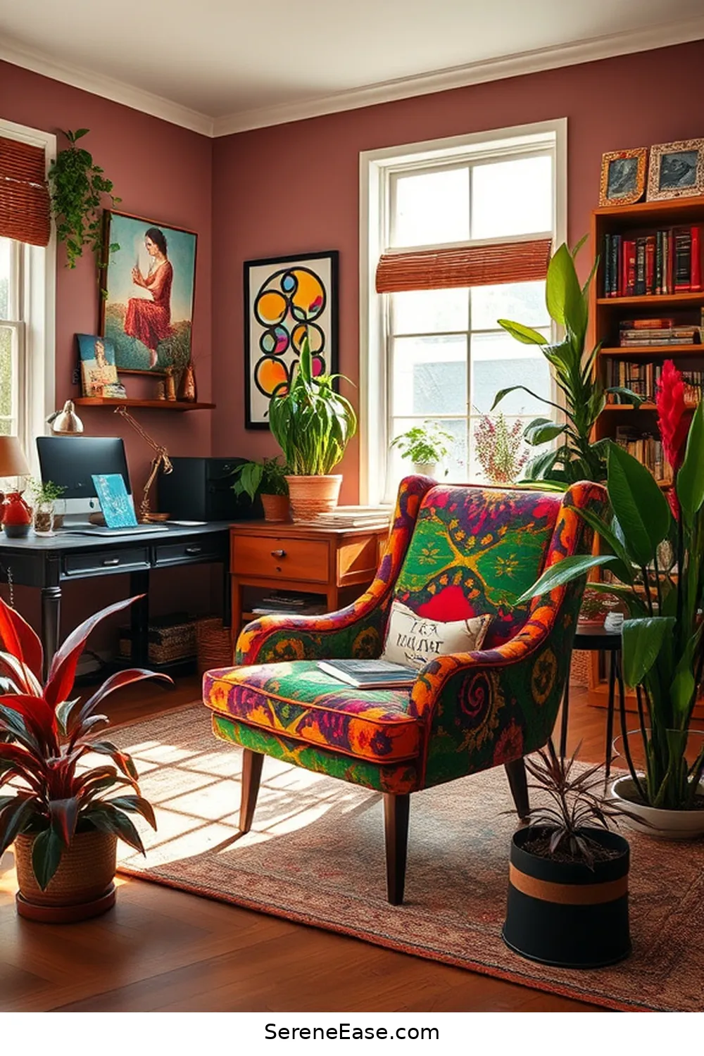 23 Ways to Create a Bold Bright Bohemian Style Home Office 20 Choose a Colorful Chair for 23 Ways to Create a Bold Bright Bohemian Style Home Office