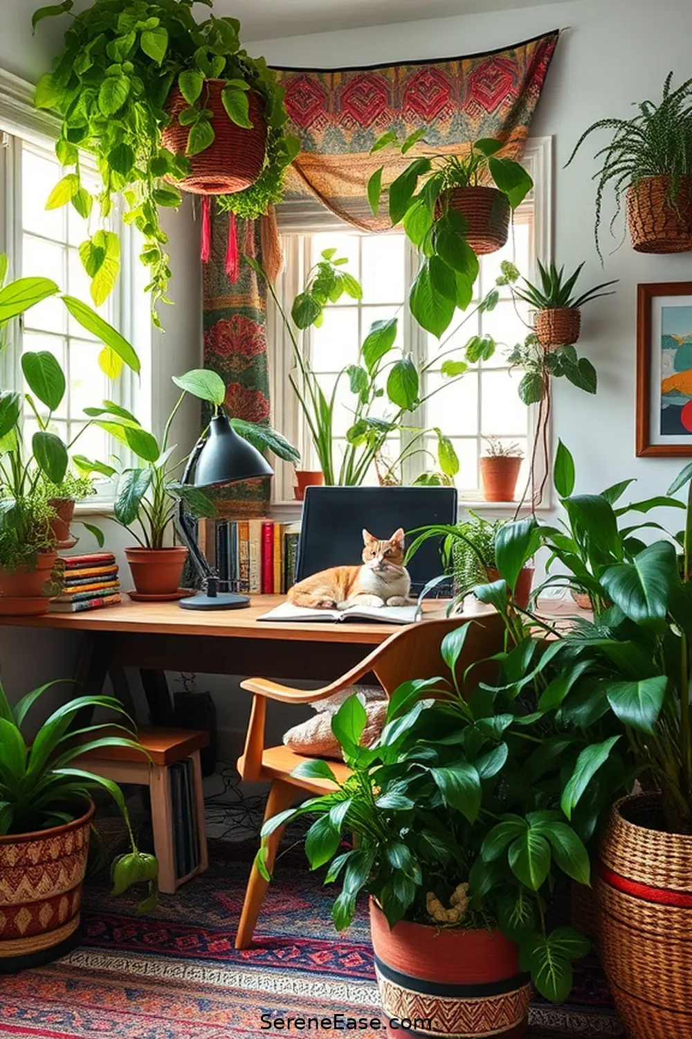 23 Ways to Create a Bold Bright Bohemian Style Home Office 9 Introduce Plants and Greenery for 23 Ways to Create a Bold Bright Bohemian Style Home Office