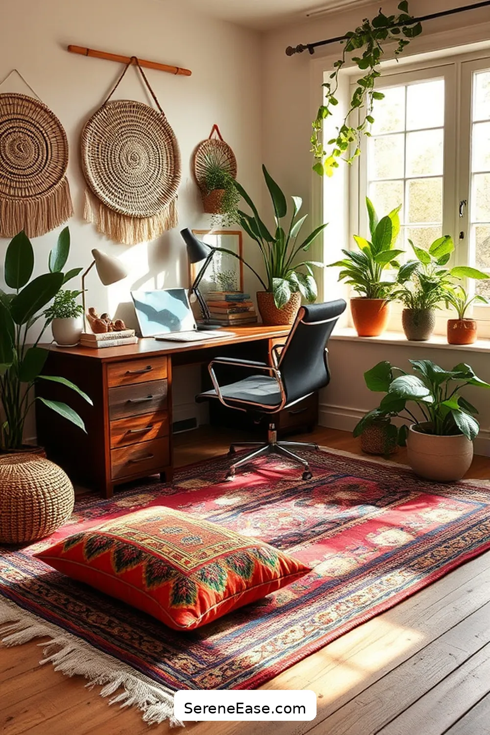23 Ways to Create a Bold Bright Bohemian Style Home Office 3 Layer Textures With Fabrics for 23 Ways to Create a Bold Bright Bohemian Style Home Office