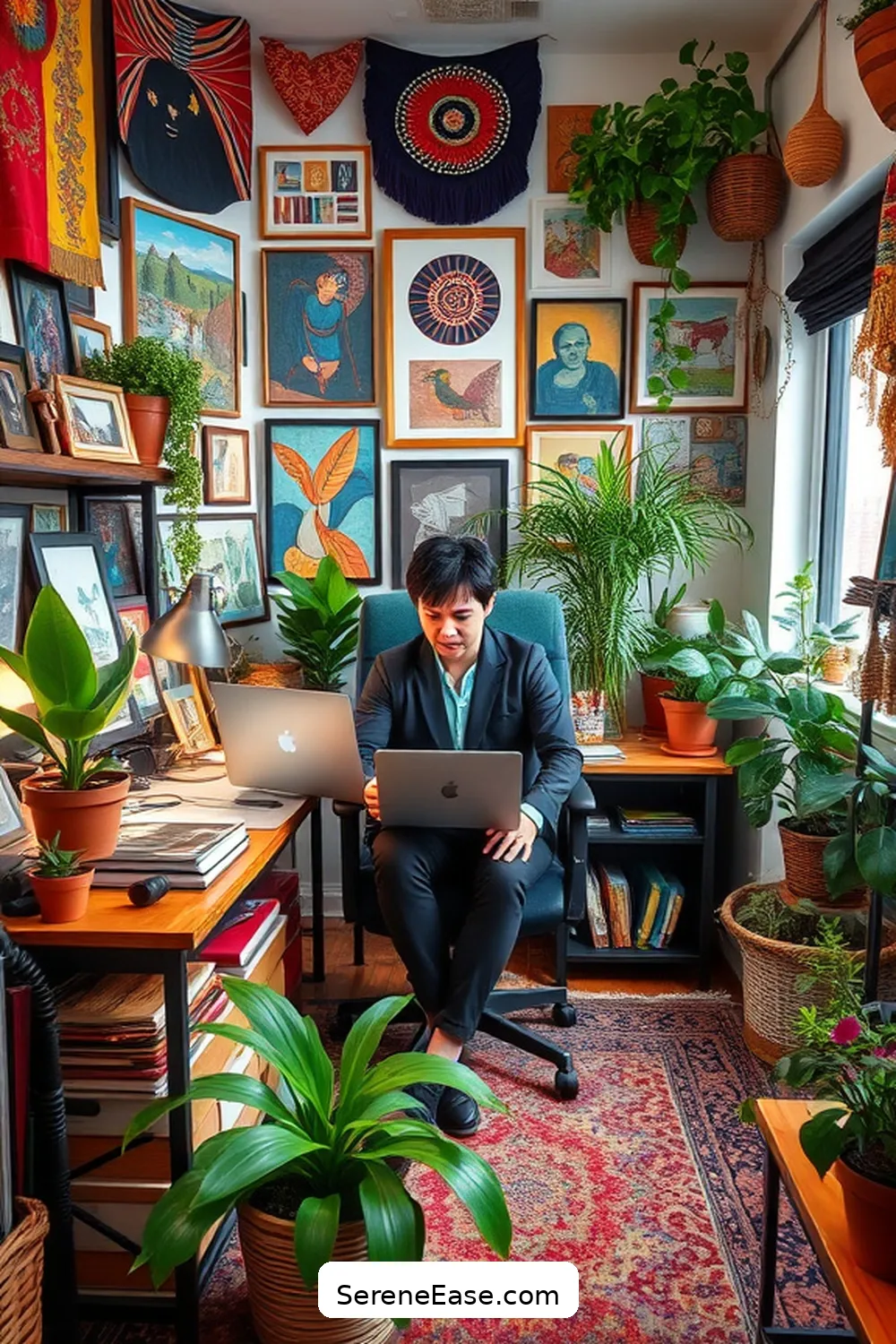 23 Ways to Create a Bold Bright Bohemian Style Home Office 11 Personalize With Art and Crafts for 23 Ways to Create a Bold Bright Bohemian Style Home Office
