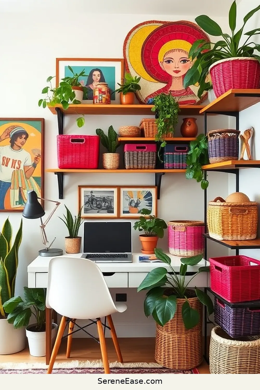 23 Ways to Create a Bold Bright Bohemian Style Home Office 14 Use Creative Storage Solutions for 23 Ways to Create a Bold Bright Bohemian Style Home Office
