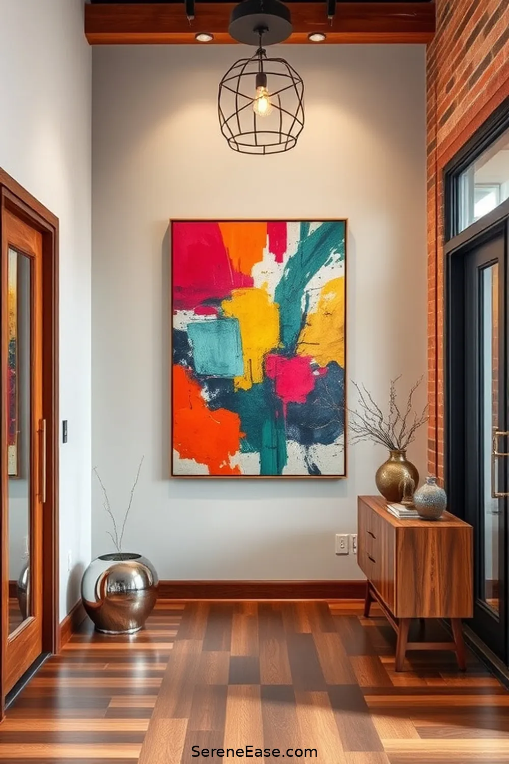 23 Ways to Create a Bold Bright Industrial Style Entryway 5 Choose Bold Artwork for a Focal Point for 23 Ways to Create a Bold Bright Industrial Style Entryway