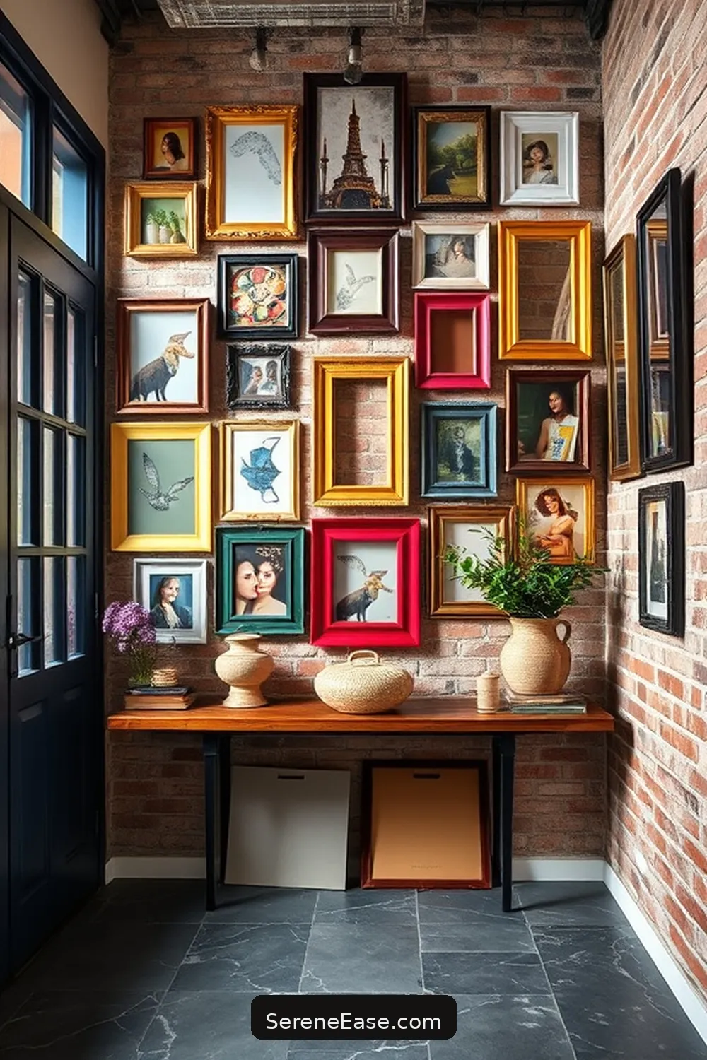 23 Ways to Create a Bold Bright Industrial Style Entryway 7 Create a Gallery Wall With Unique Frames for 23 Ways to Create a Bold Bright Industrial Style Entryway