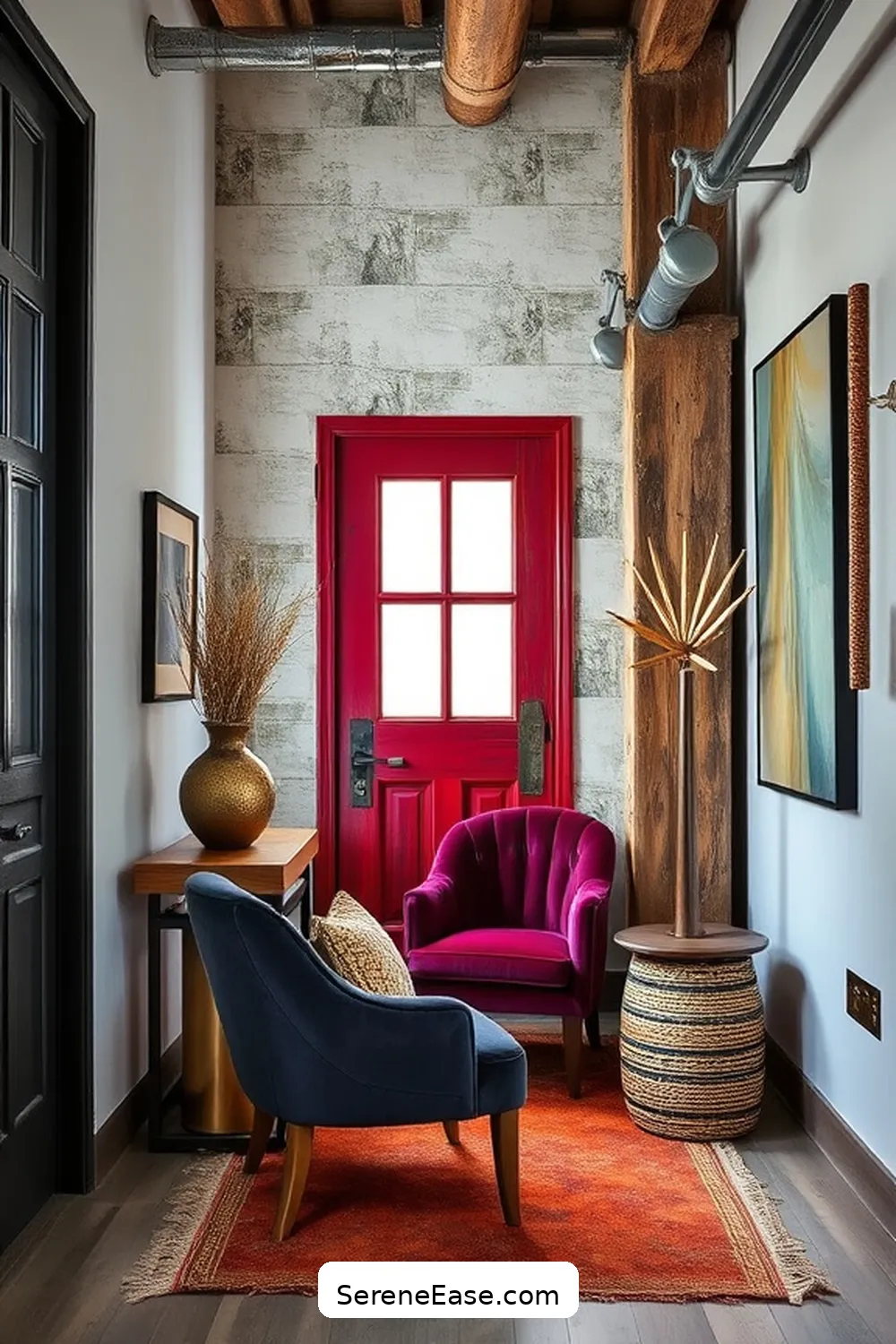 23 Ways to Create a Bold Bright Industrial Style Entryway 21 Mix Textures With Fabrics and Materials for 23 Ways to Create a Bold Bright Industrial Style Entryway
