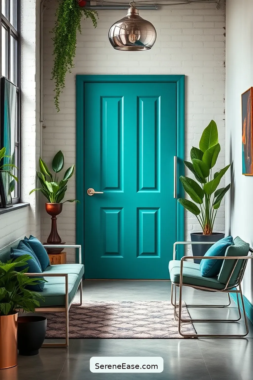 23 Ways to Create a Bold Bright Industrial Style Entryway 11 Opt for a Brightly Colored Door for 23 Ways to Create a Bold Bright Industrial Style Entryway