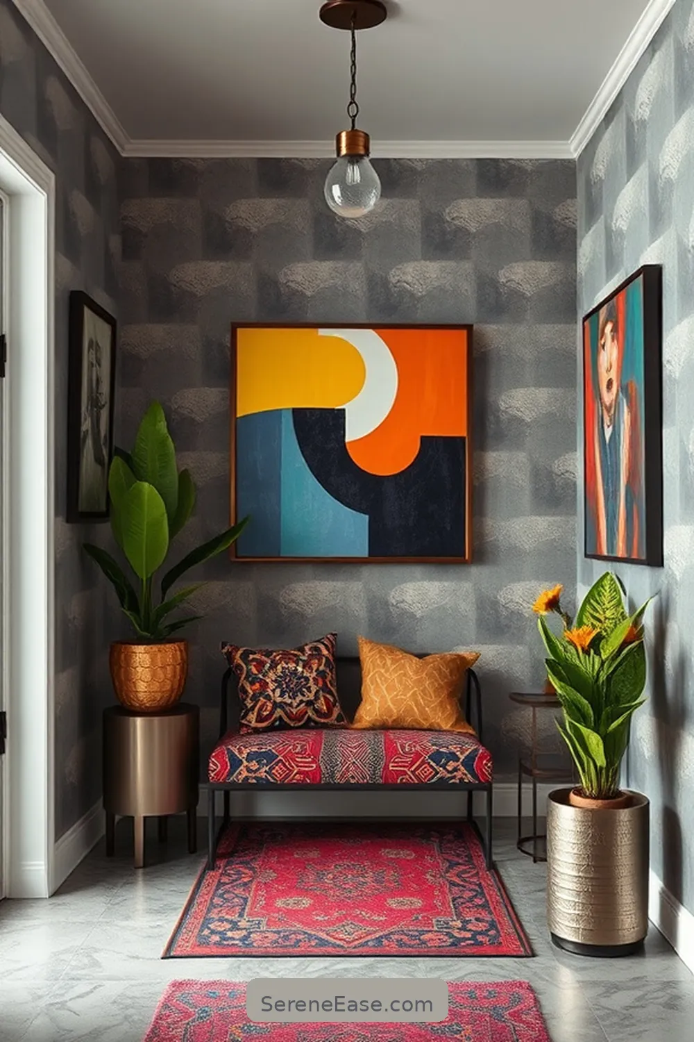 23 Ways to Create a Bold Bright Industrial Style Entryway 16 Use Bold Patterns in Wall Décor for 23 Ways to Create a Bold Bright Industrial Style Entryway