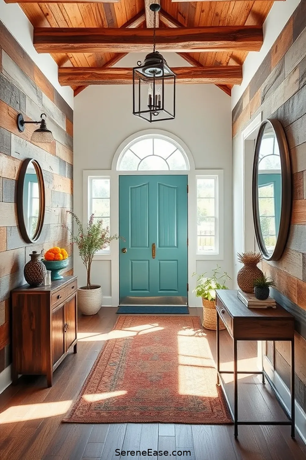 23 Ways to Create a Bold Bright Industrial Style Entryway 12 Use Reclaimed Wood for a Rustic Touch for 23 Ways to Create a Bold Bright Industrial Style Entryway