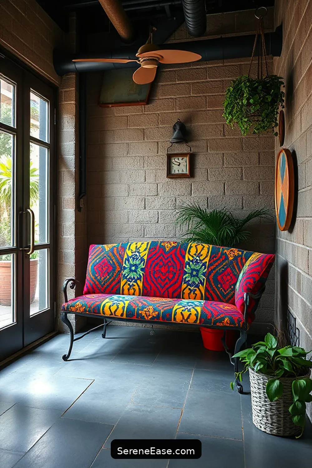23 Ways to Create a Bold Bright Industrial Style Entryway 19 Use an Eye-Catching Bench or Seating for 23 Ways to Create a Bold Bright Industrial Style Entryway