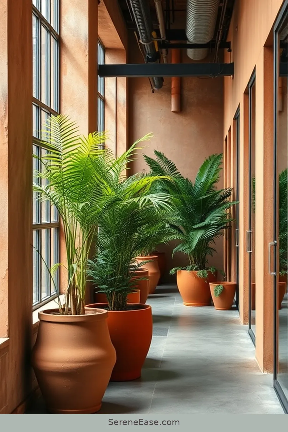 23 Ways to Incorporate Earth Tones in Industrial Style Hallways 5 Add Greenery With Potted Plants for 23 Ways to Incorporate Earth Tones in Industrial Style Hallways