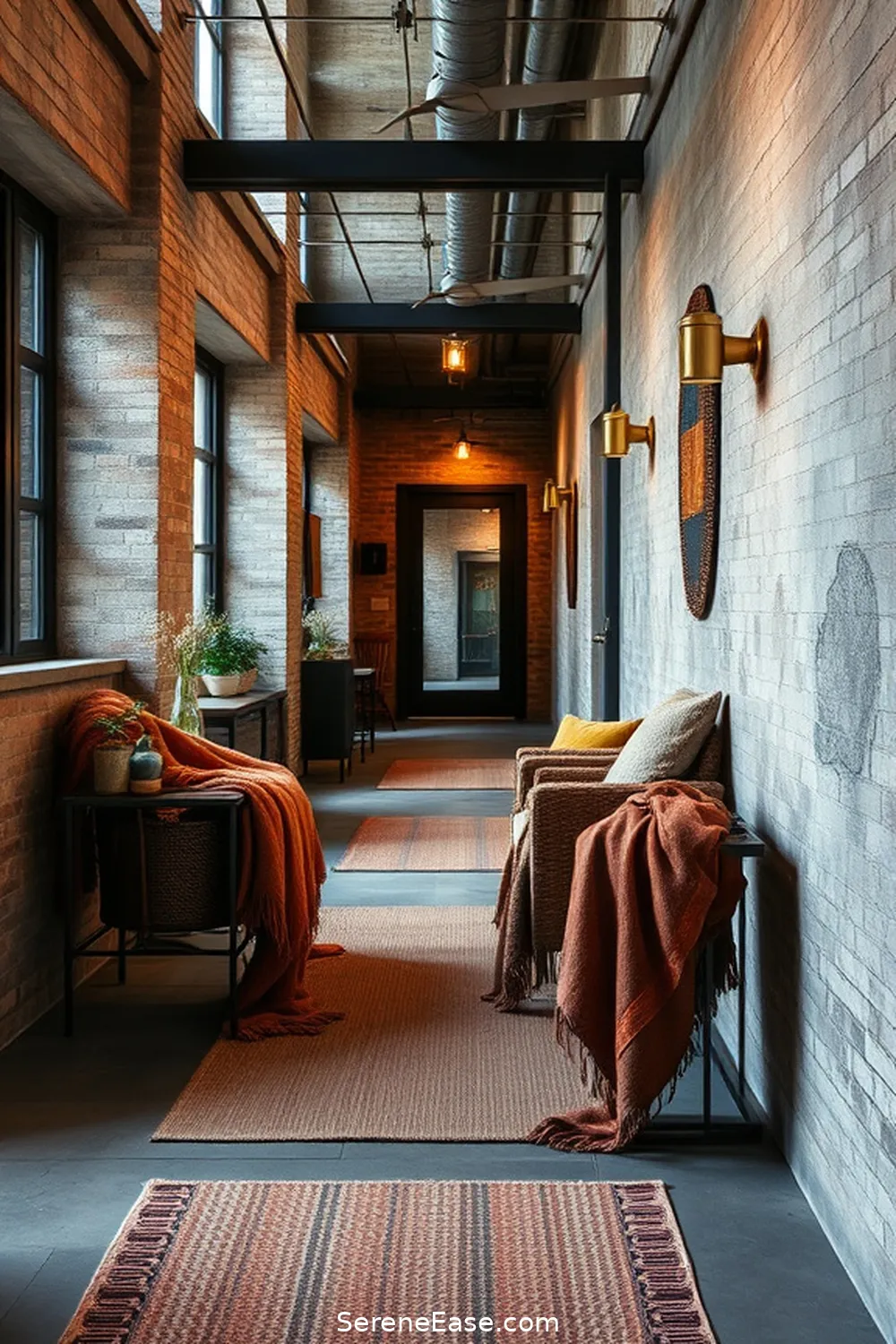 23 Ways to Incorporate Earth Tones in Industrial Style Hallways 22 Layer With Soft Throws for 23 Ways to Incorporate Earth Tones in Industrial Style Hallways