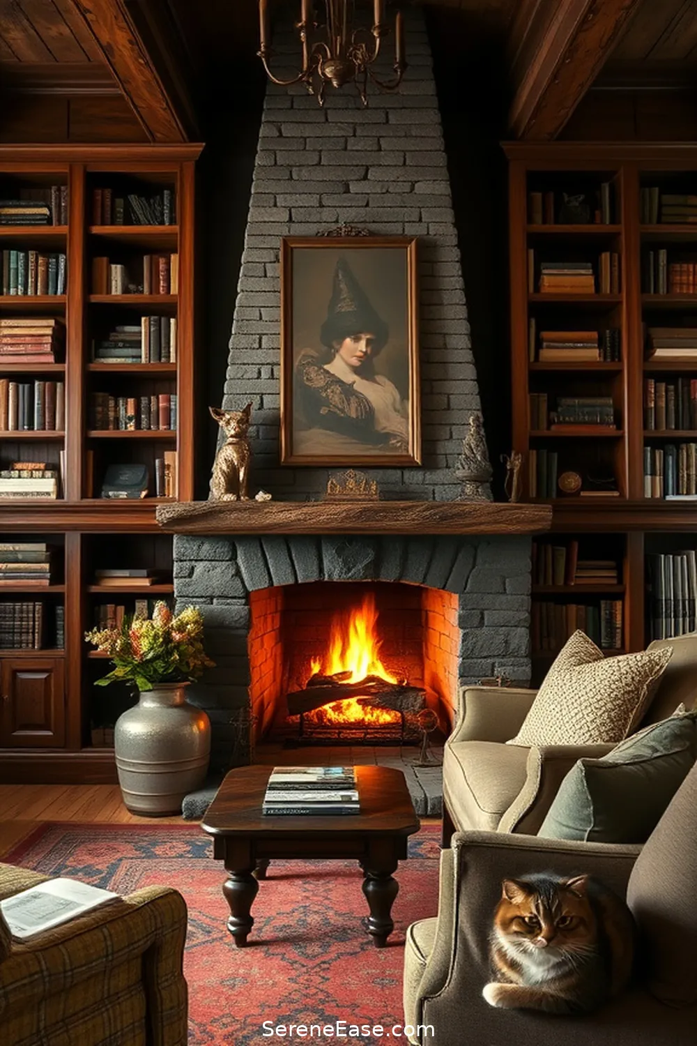 23 Ways to Incorporate Earth Tones in Rustic Library Style 19 18. Create a Fireplace Focal Point for 23 Ways to Incorporate Earth Tones in Rustic Library Style