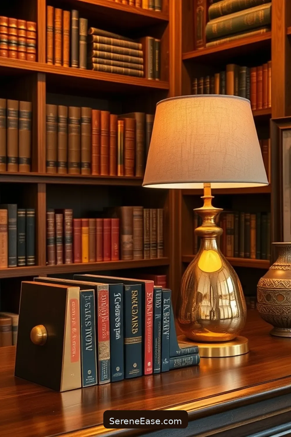 23 Ways to Incorporate Earth Tones in Rustic Library Style 23 22. Select Warm Metallic Accessories for 23 Ways to Incorporate Earth Tones in Rustic Library Style