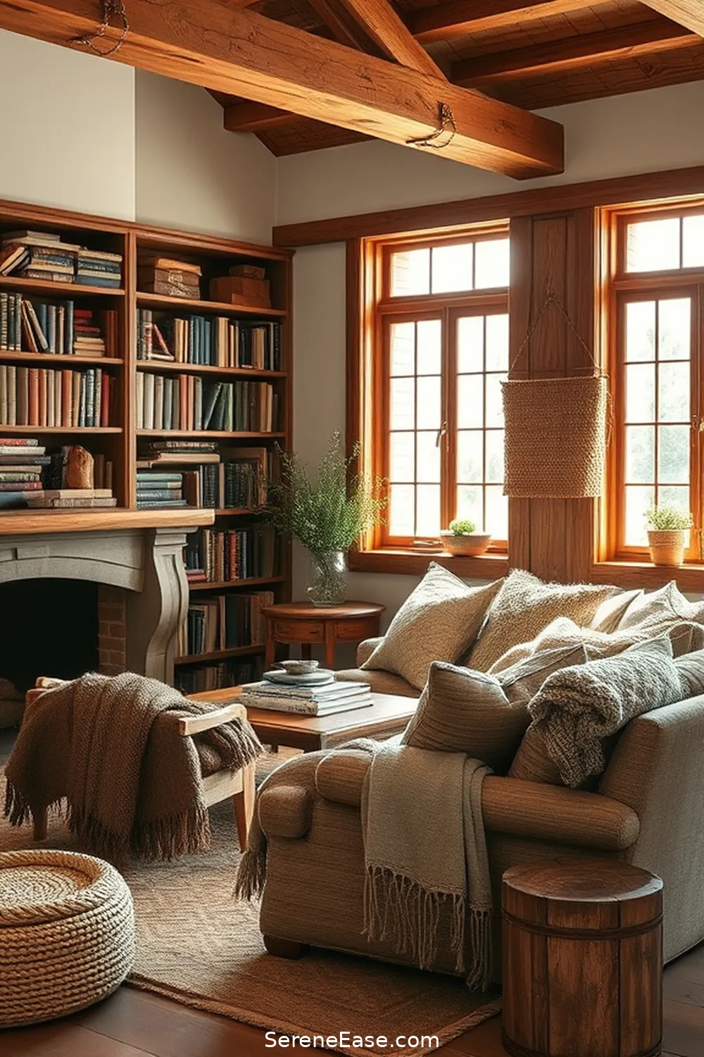 23 Ways to Incorporate Earth Tones in Rustic Library Style 5 4. Use Earthy Textiles for 23 Ways to Incorporate Earth Tones in Rustic Library Style