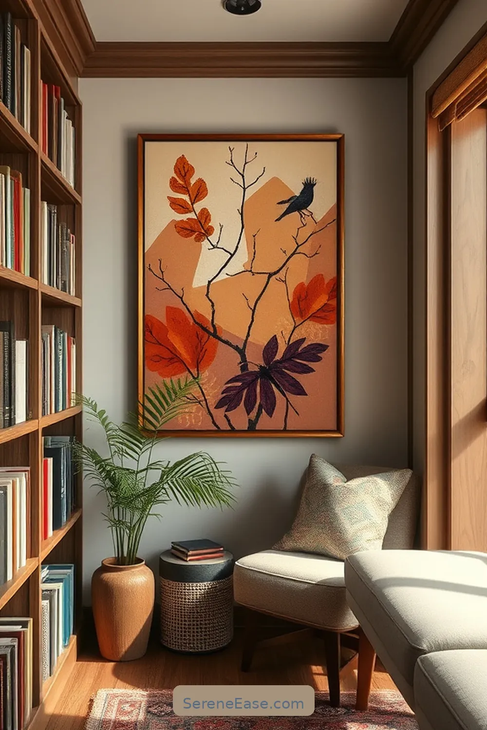 23 Ways to Incorporate Earth Tones in Rustic Library Style 7 6. Select Nature-Inspired Artwork for 23 Ways to Incorporate Earth Tones in Rustic Library Style